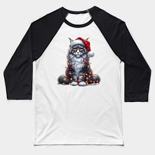 Christmas Maine Coon Cat Baseball T-Shirt